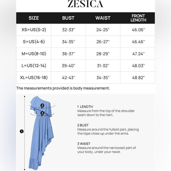 ZESICA ONE SHOULDER SLEEVELESS RUFFLE ASYMMETRICAL HIGH LOW Gown Wedding DRESS - Picture 14 of 14